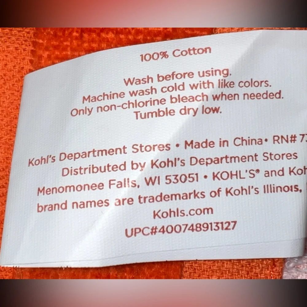❌NWOT Halloween Pug Dog Skeleton Orange Kitchen Hand Towel Cotton Decor Accent